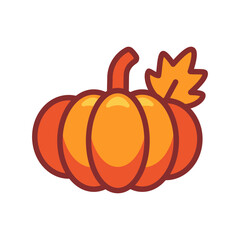 Vector icon of an orange pumpkin isolated on white background. Autumn