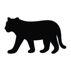 Silhouette of a powerful black panther walking with its tail extended showcasing its sleek form