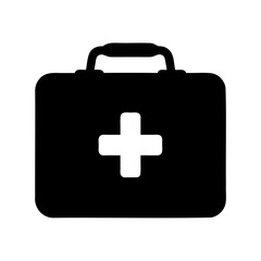 Simple First Aid Kit Icon in Black and White Medical Emergency Supplies