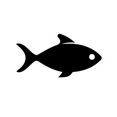 Minimalist black fish icon on white background offering simple graphic representation