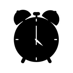 Simple Silhouette Illustration of a Classic Alarm Clock Showing Half Past Six