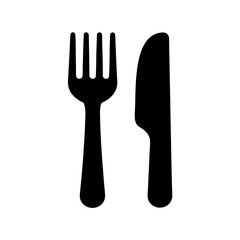 Simple flat vector icon of fork and knife for eating food