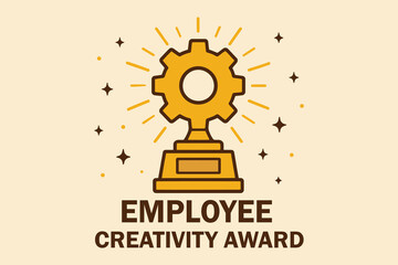 Golden gear trophy symbolizing employee creativity and innovation award