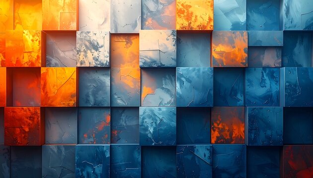 Abstract geometric blocks of vibrant color