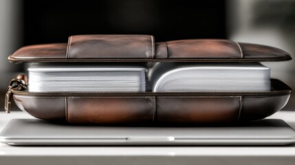 Leather case with documents