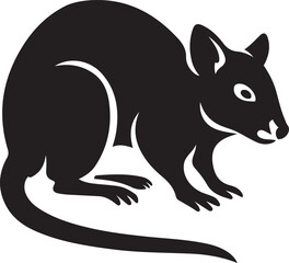Stylized rat or mouse silhouette design, Black rodent animal illustration vector