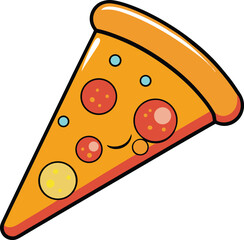 Flat Vector Pizza Slice with Cheese Illustration