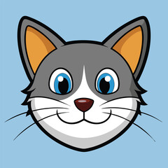Minimal Vector Cat Face Illustration