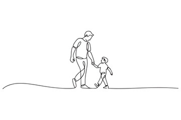 Fathers day line art style vector illustration, father and son line art illustration. one line Icon drawing with white background © Mofazzelh