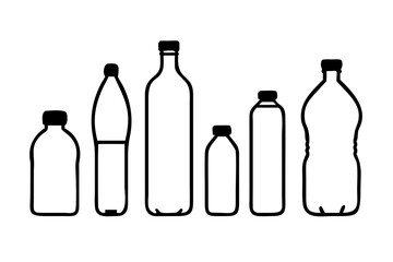 Collection of transparent water bottles in different shapes and sizes clear plastic bottle 1