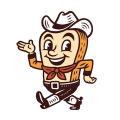 Retro Cowboy Bread Mascot Black and White Vector Illustration

 

 
