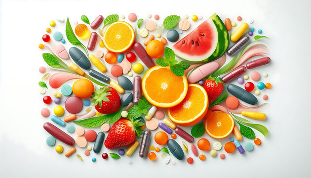 Colorful jelly beans and candies in a bowl isolated on white background - Powered by Adobe