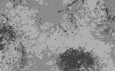 Abstract grunge texture in monochrome shades of black and gray with rough, splattered, and uneven patterns. Ink splashes, dust, or concrete stains with overlays, posters, or digital artwork
