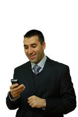 Naklejka premium Young Man Using Retro Cellphone
