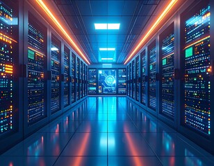 Futuristic server room interior