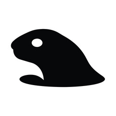 Simple black silhouette of a cute cartoonish blob creature with one eye