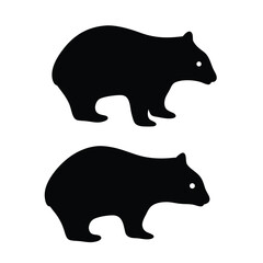Two silhouetted black bears standing side by side against a white background