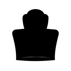 Black chair silhouette with rounded back and decorative headrest design