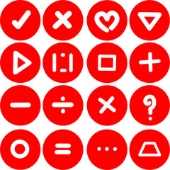 Red Circle Icon Symbols Set