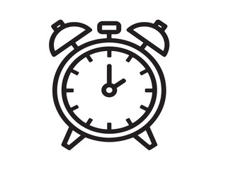 Contemporary Alarm Clock Icon with Clean Black Vector Line Drawing