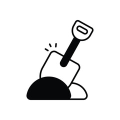 Shovel Black Solid Glyph Vector Icon