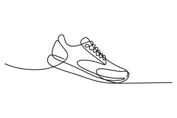 Continuous one line drawing of sports shoe. Single line art sneakers. Vector illustration. one line Icon drawing with white background