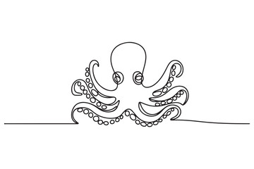 Octopus continuous one line drawing vector illustration. one line Icon drawing with white background