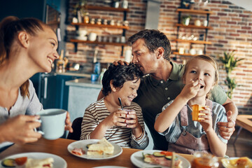 Family breakfast together