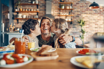 Family breakfast moment