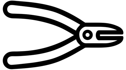 Wire Cutter Icon Vector Illustration, Pliers Tool Outline, Flat Design for Repair, Construction, DIY, Industrial Use