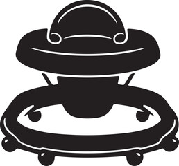 Baby walker icon,Baby carry cot, in silhouette 