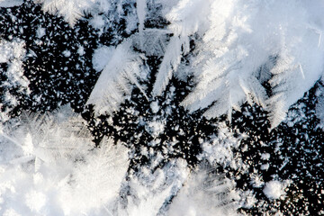 frost patterns on snow and ice