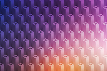 Obraz premium Illustration of vibrant abstract geometric pattern with purple, pink, and orange gradient, featuring repeating 3dlike shapes and a subtle textured effect, modern digital art
