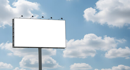 Blank Billboard Against Partly Cloudy Sky