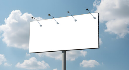 Blank Billboard Against Partly Cloudy Sky