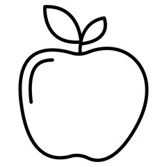 apple with leaf line icon