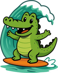 cartoon crocodile with a gift