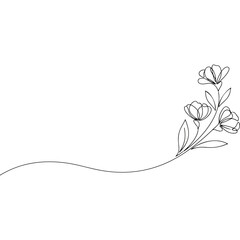 Elegant floral line art, minimalist design, delicate flowers, simple beauty.