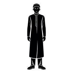 Black colour Muslim man praying silhouette vector illustration, solid white background (1).eps