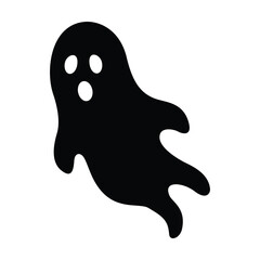 Halloween Ghost with Wavy Shape  Silhouette Style Isolated Vector Illustration. 