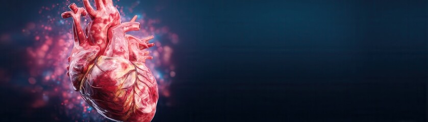 Burst Power Conceptual concept. Artistic illustration of a human heart with vibrant colors.