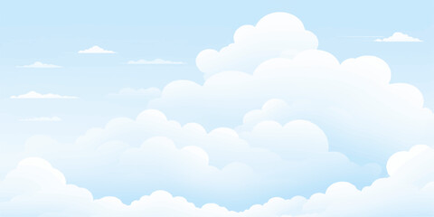 Bright blue sky with fluffy white cumulus clouds on a clear summer day.  cloud, cloudy, sun, beauty, spring
