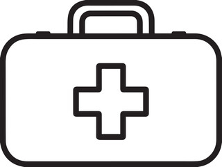 Obraz premium Simple line art icon of a medical first aid kit with a red cross symbol