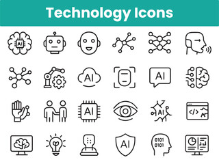 Editable Futuristic User Interface (UI) Icon Set