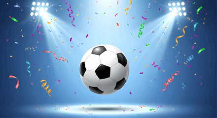 Fototapeta premium Soccer ball football sport graphic design illustration of a championship victory celebration and tournament match
