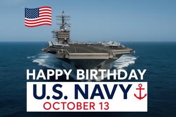 U.S. Navy 250th Birthday Celebration October 13 with Patriotic Anchor Symbol Honoring American Naval Forces and Armed Military Heritage Generative AI
