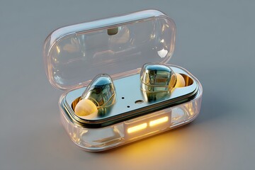 Experience crystal-clear audio with these sleek wireless earbuds in their transparent charging case, perfect for modern lifestyles and on-the-go listening pleasure