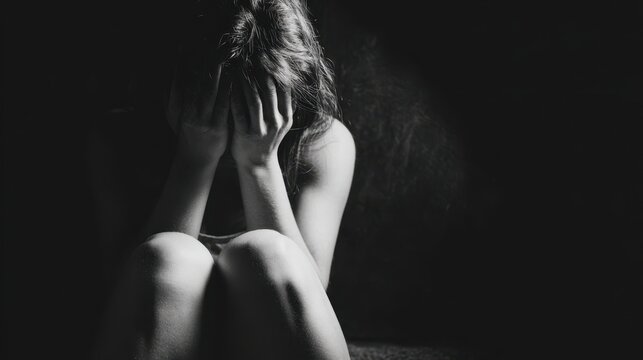 Woman Expressing Deep Emotion in a Shadowy Setting - Powered by Adobe