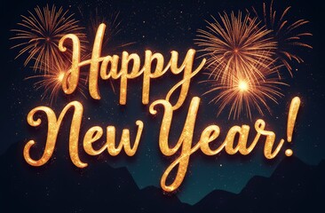 Fototapeta premium Happy new year celebration with colorful fireworks display