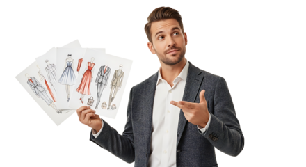 Designer presenting fashion sketches visualizing future collections and trends Creativity at its finest Inspiring new styles and innovation